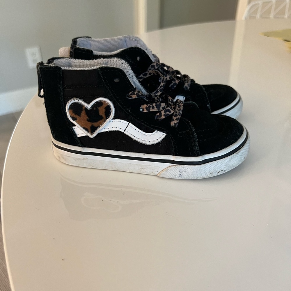 Vans, Size 7, leopard and black suede